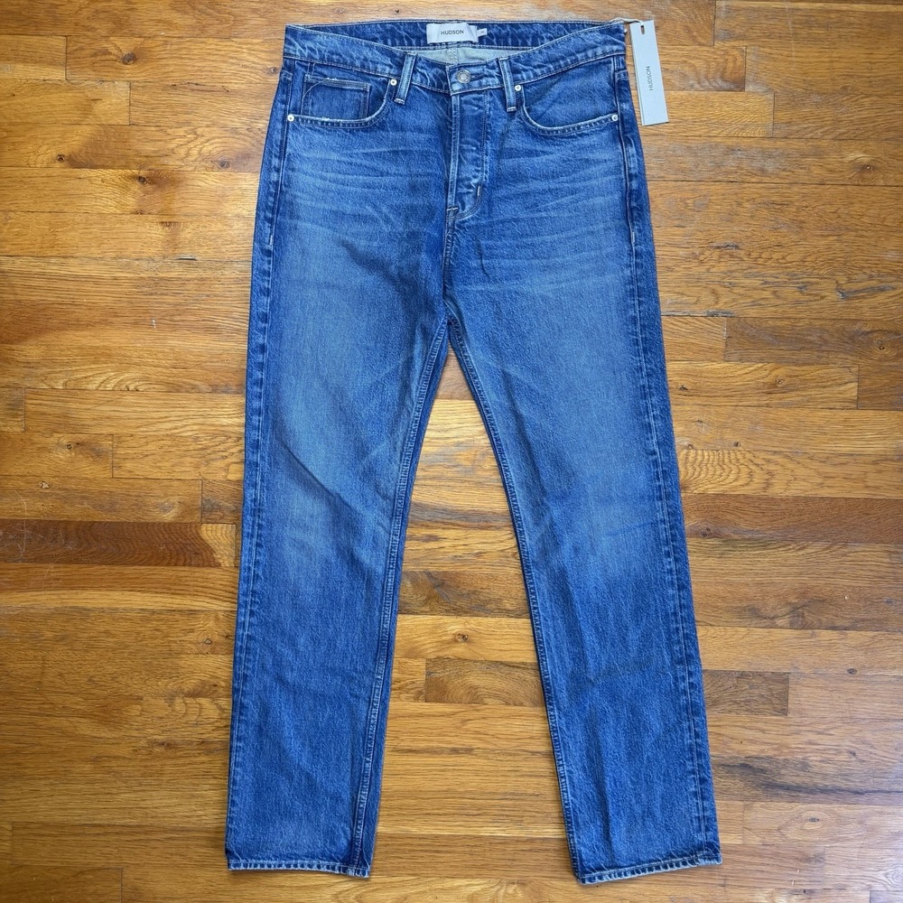 Hudson Men's Jeans Size 32 Wes Classic Straight-Leg NWT Blue Phoenix Button Fly